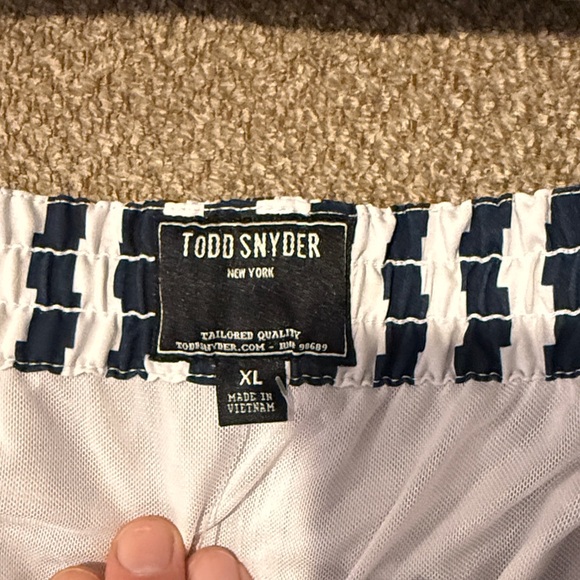 Todd Snyder Navy and White Swim Trunks - Picture 2 of 3